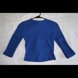 Blue open back long sleeve top